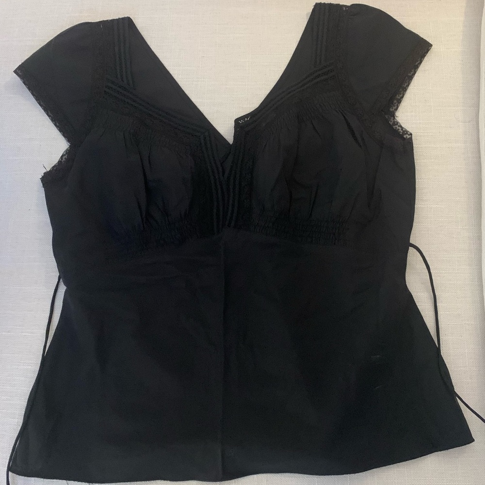 Black anthro top with lace detailing